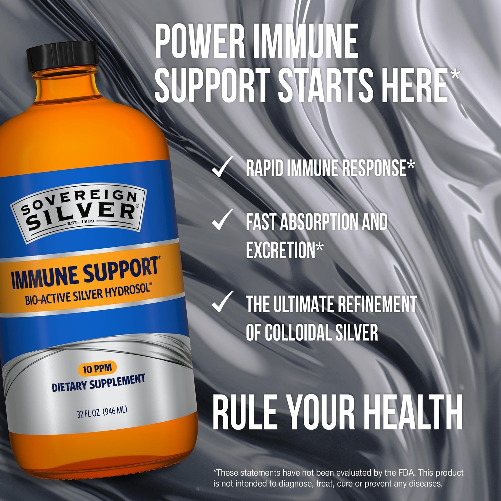 Sovereign Silver Immune Support, Colloidal Silver, 32 fl oz (946 mL) | Bio-Ac…