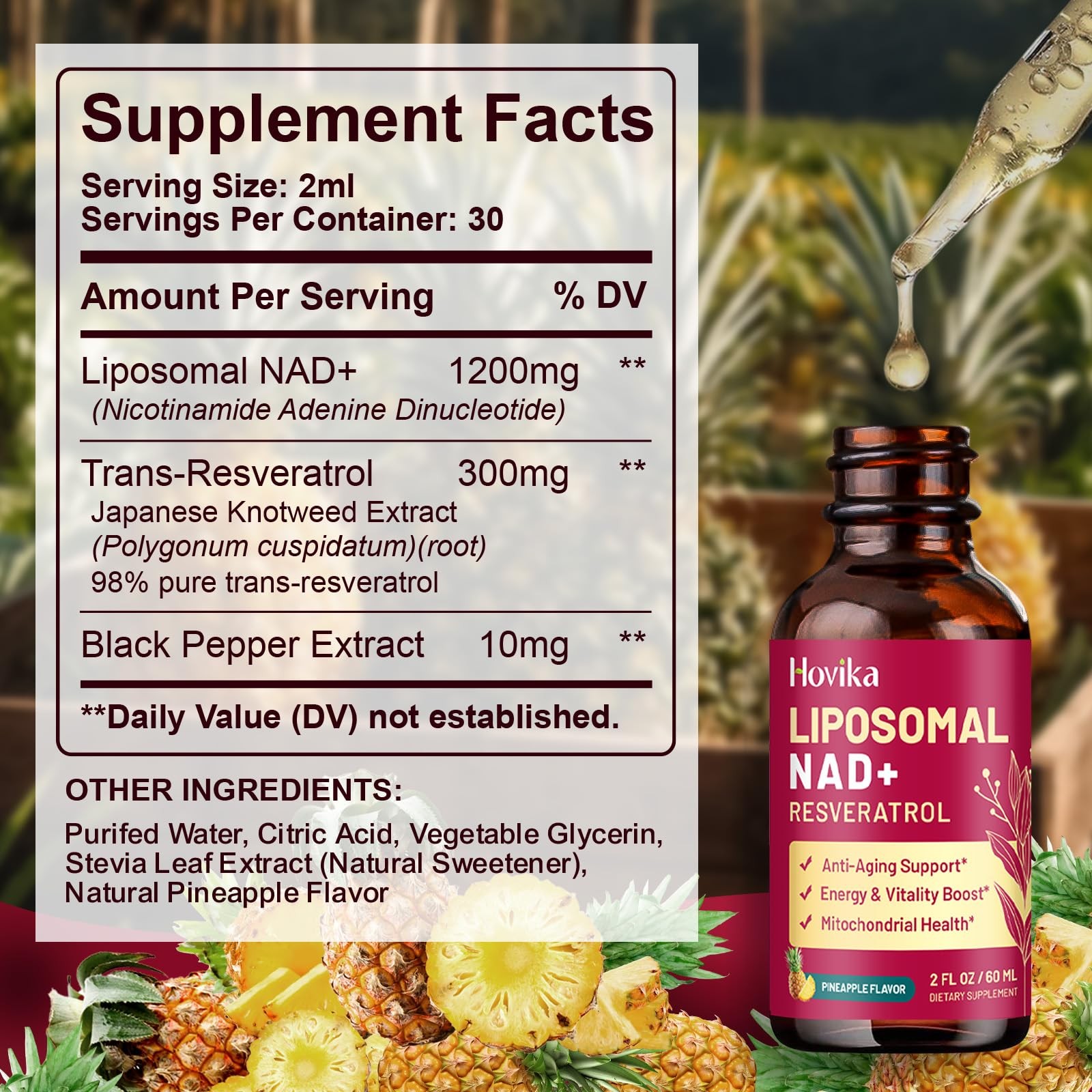 Hovika Liposomal Nad Supplement – 1200Mg Nad Liquid Drops For Women Men