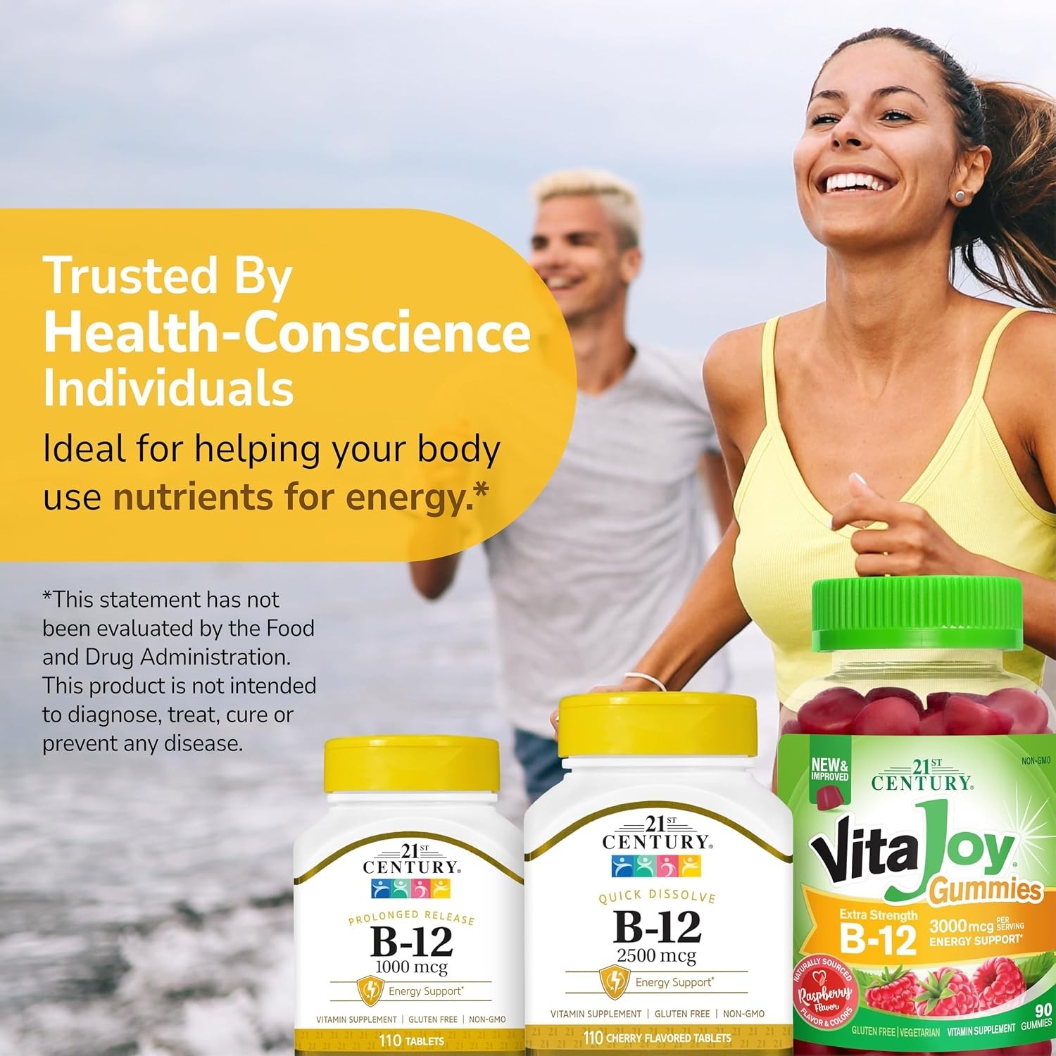 Energy-Boosting B-12 Cherry Tablets 110 Count – 2500 mcg Quick Dissolve Formula
