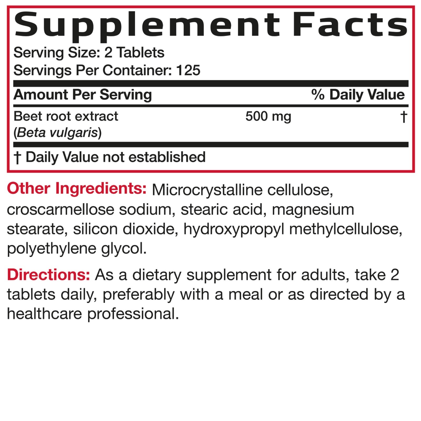 Bronson Beet Root 2000mg Extra Strength 250 Tablets