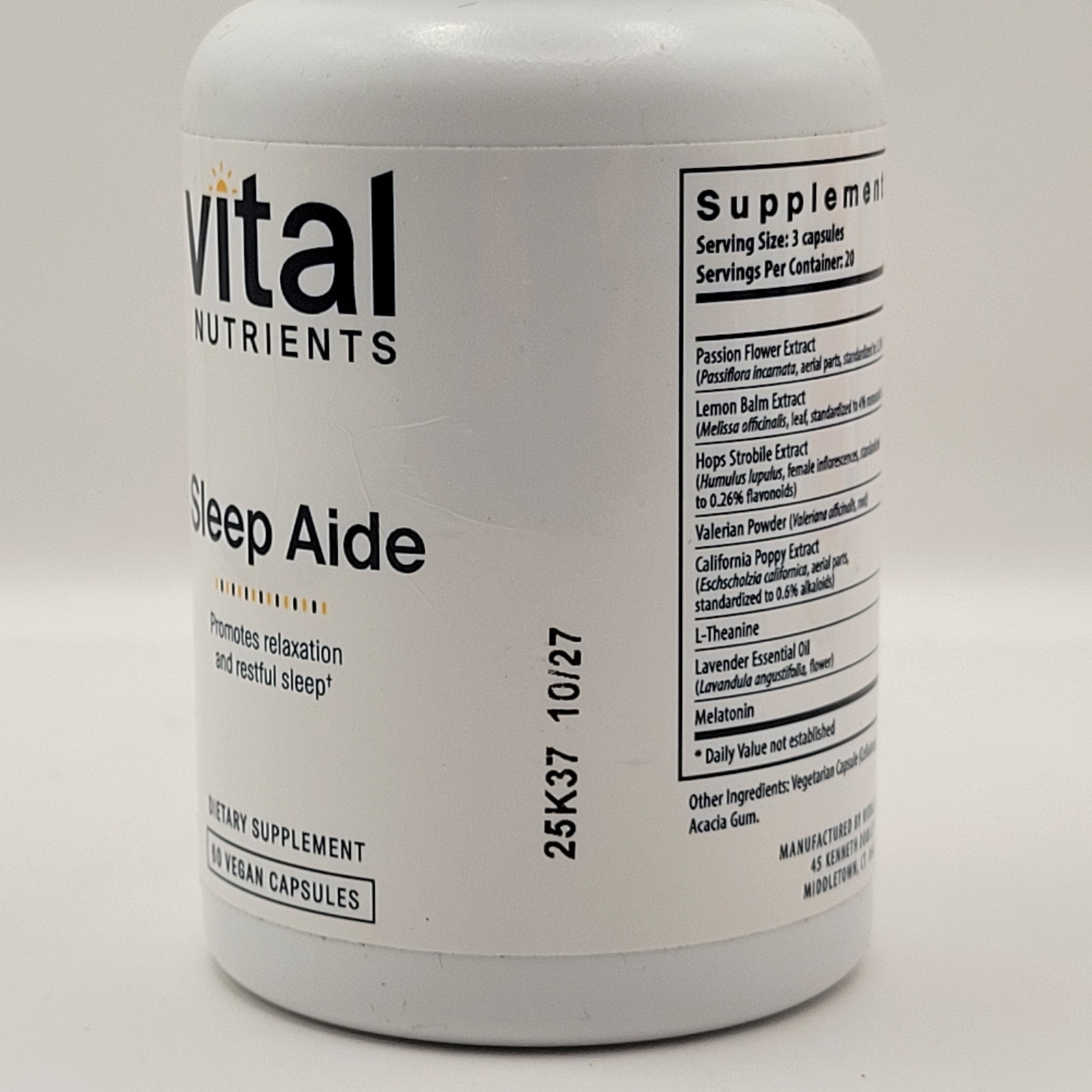 Vital Nutrients SLEEP AIDE – 60 Vegan Capsules – 10.2027