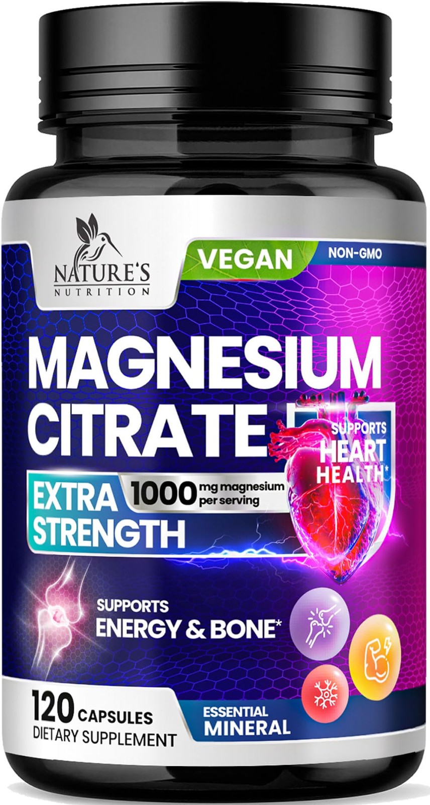Magnesium Citrate 1000mg Per Serving – 3X Strength 120 Count (Pack of 1)