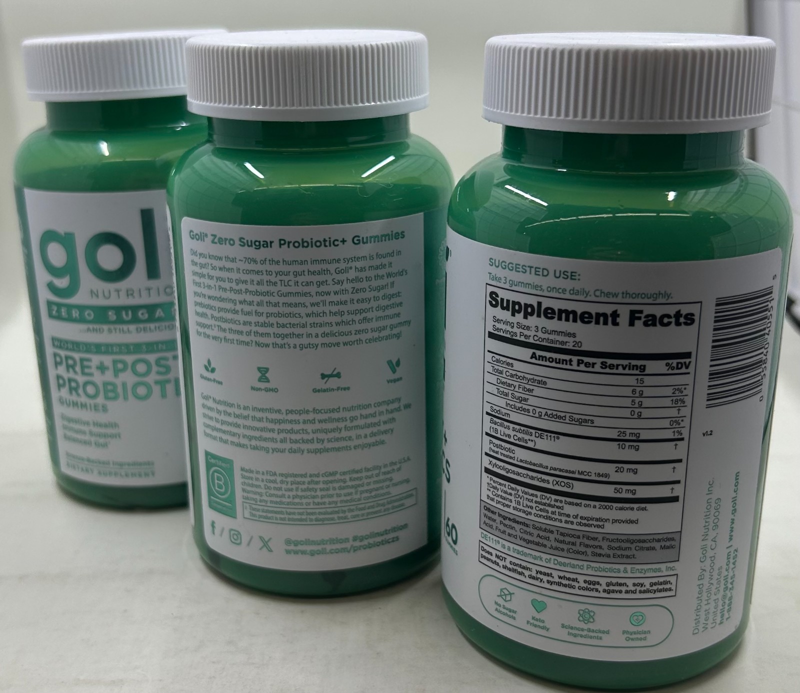 NEW Goli Zero Sugar Pre+Post+Probiotics (LOT OF 3) EXP/ No Earlier than 2027