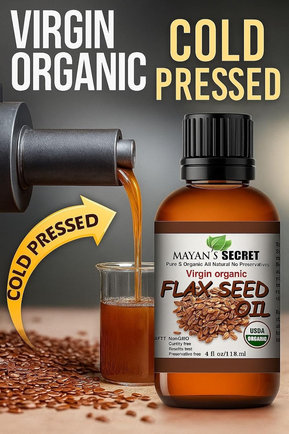 Flax Oil Organic Flaxseed Oil Cold Pressed Unrefined Virgin USDA Certified