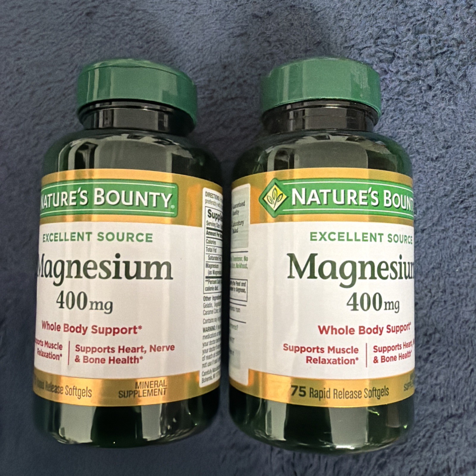 2 Pack MAGNESIUM 400mg Bone Muscle Health 150 RapidRelease Softgels 2×75 Non-GMO