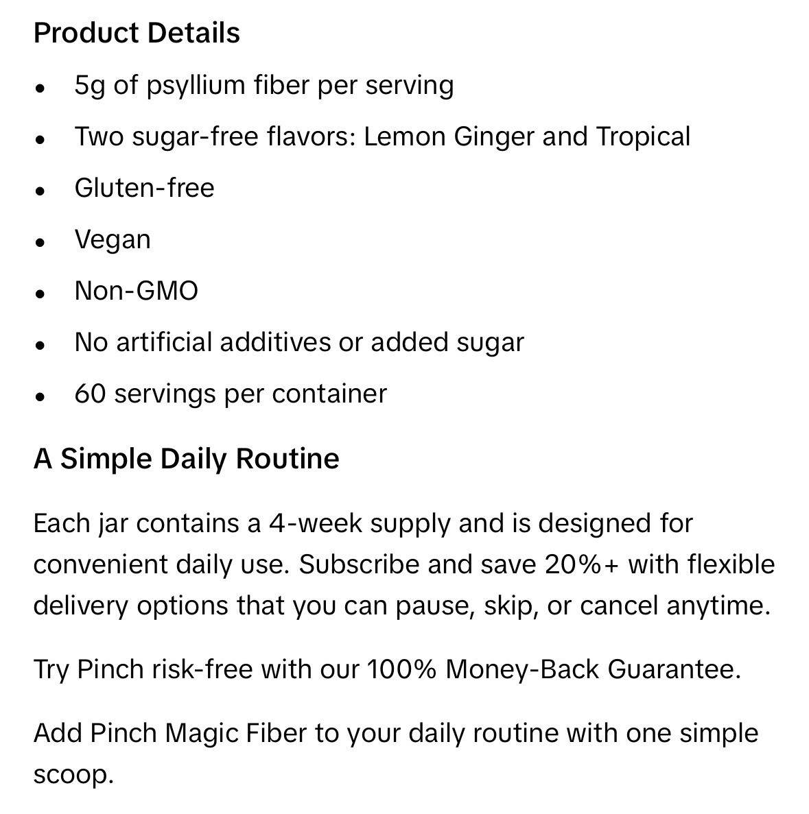 Pinch Magic Fiber Powder Sugar free & Ultra Pure Psyllium Husk Support Tropical