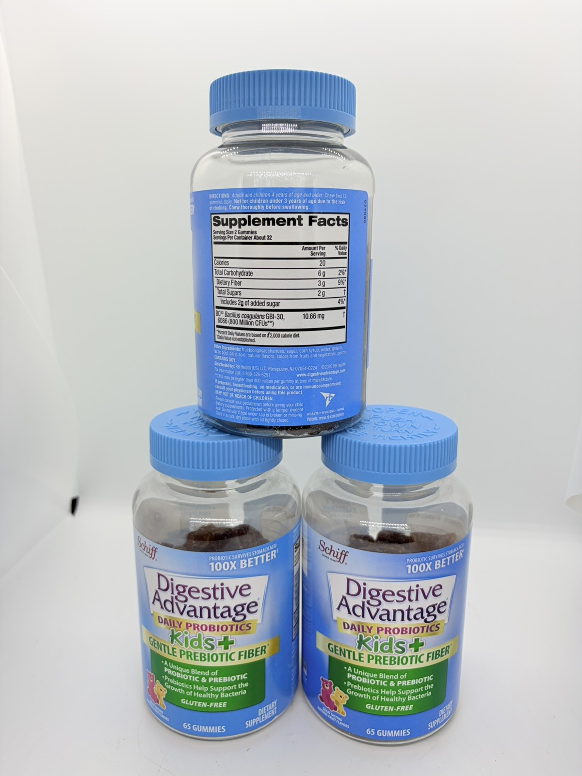 3 Pack Digestive Advantage Daily Probiotic – 65 Count Gummies Kids 12/26