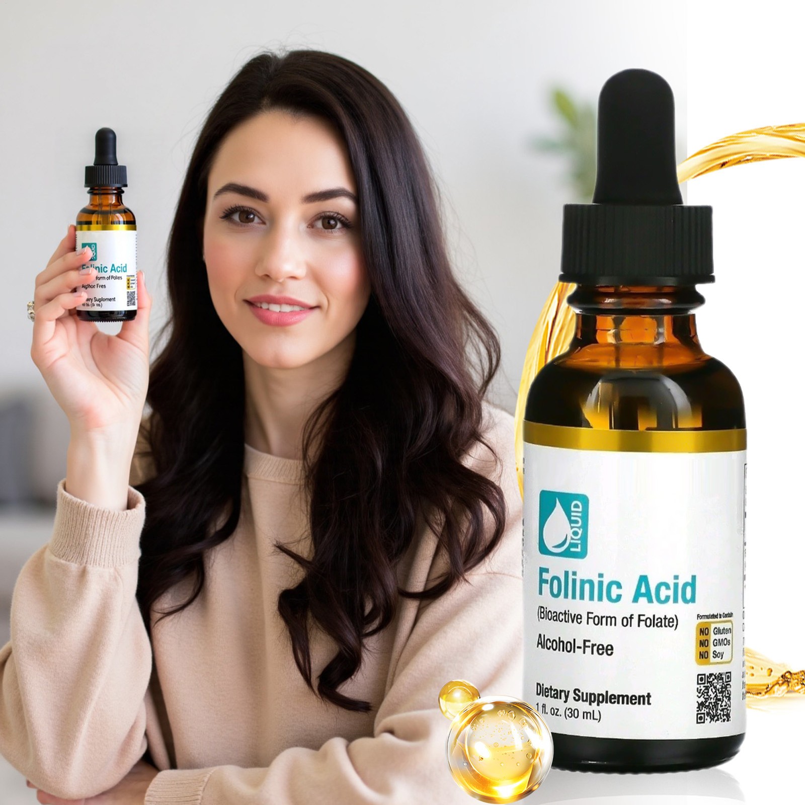 California Gold Nutrition Folinic Acid Alcohol-Free Liquid 1 FL Oz (30 mL)`