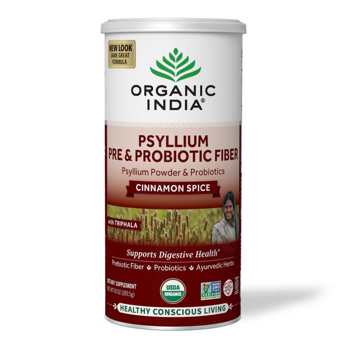 ORGANIC INDIA Psyllium Husk Powder – Pre & Probiotic Fiber – 10 oz (Cinnamon)
