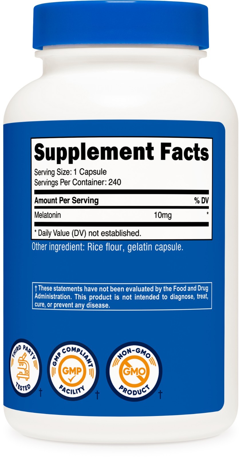 Nutricost Melatonin 10mg, 240 Capsules – 10mg Per Serving, Non-GMO, Gluten Free