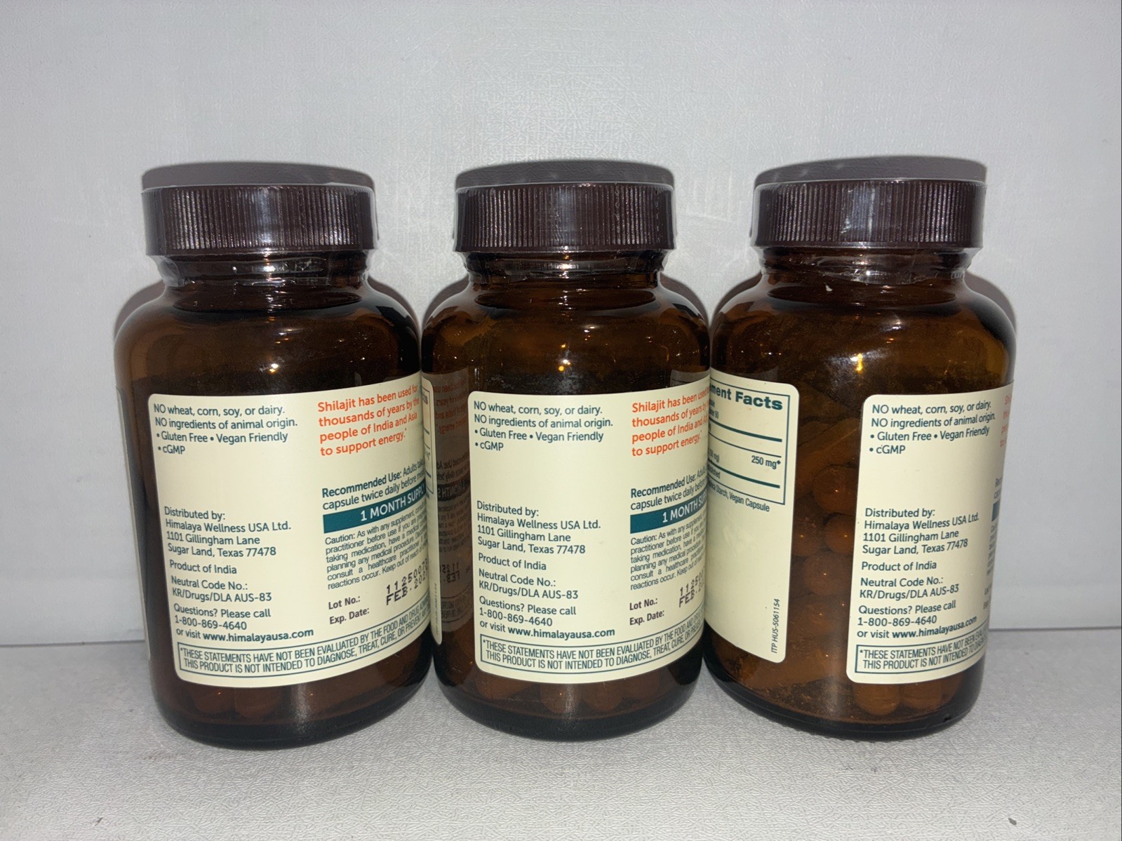 Lot Of 3-Himalaya Herbals Shilajit /60 VegCaps Each / Exp 02/2027