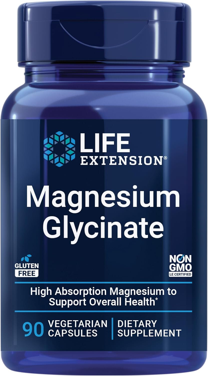 Life Extension Magnesium Glycinate, Heart Health, Bone Health, 90vegcaps