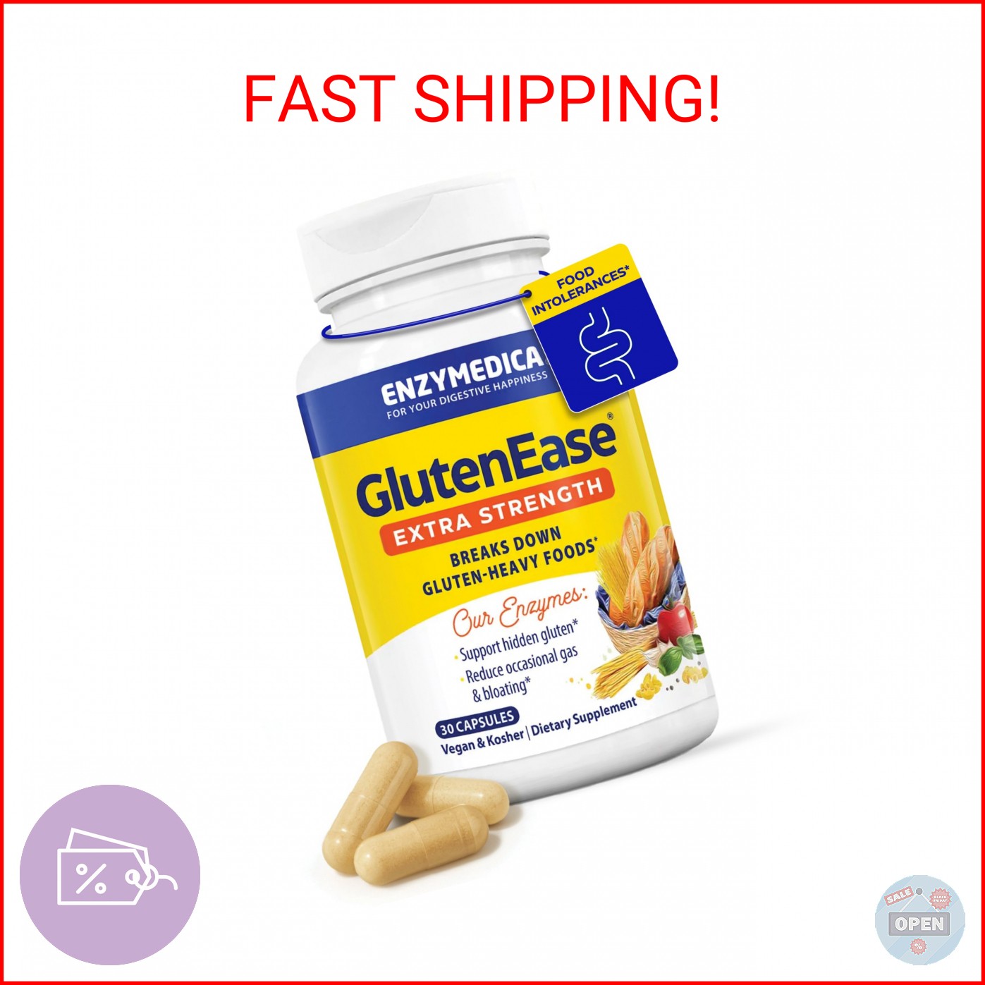 Enzymedica GlutenEase Extra Strength – Digestive Enzyme Supplement for Women & M