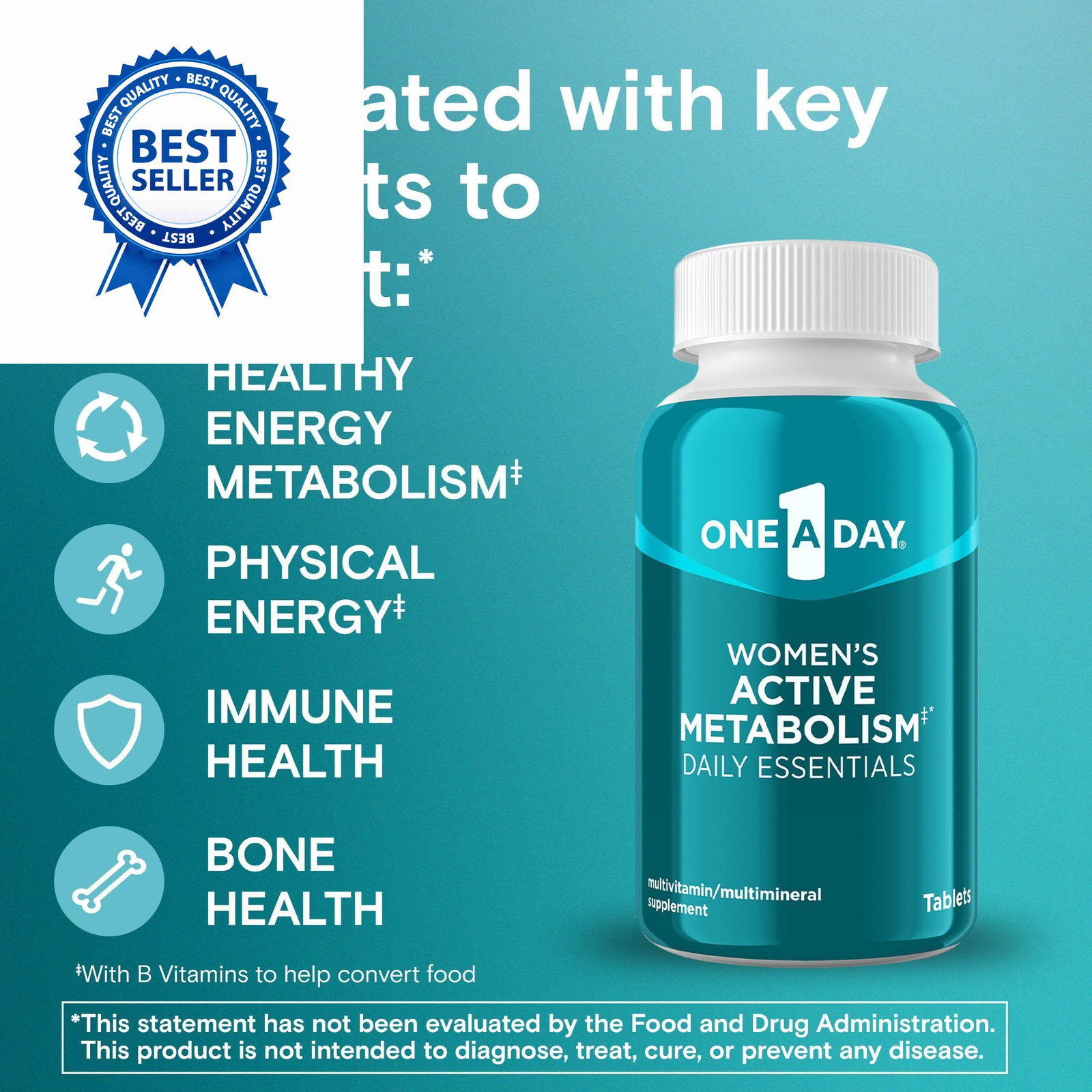 One A Day Women’s Active Metabolism Daily 120 Count (Pack of 1), Blue