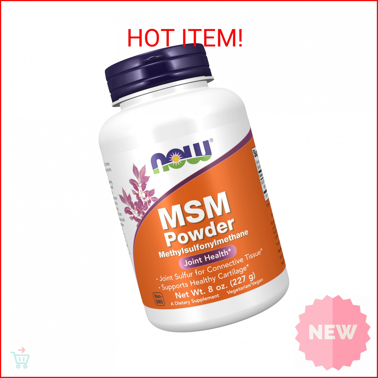 NOW Foods Supplements, MSM (Methylsulfonylmethane) Powder, Supports Healthy Cart