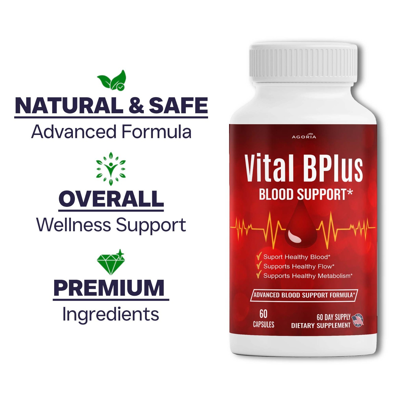 (6 Pack) Vital B Plus Advanced Blood Support Supplement VitalBPlus Capsules