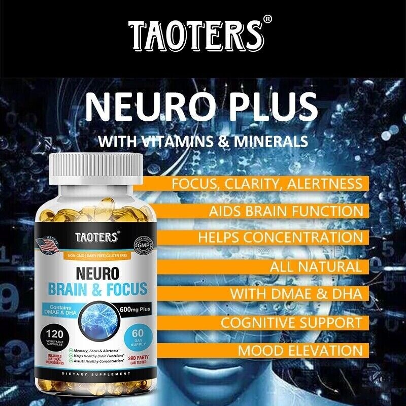 Neuro Brain & Focus 600mg 30/60/120 Capsules Improve Memory, Focus & Alertness