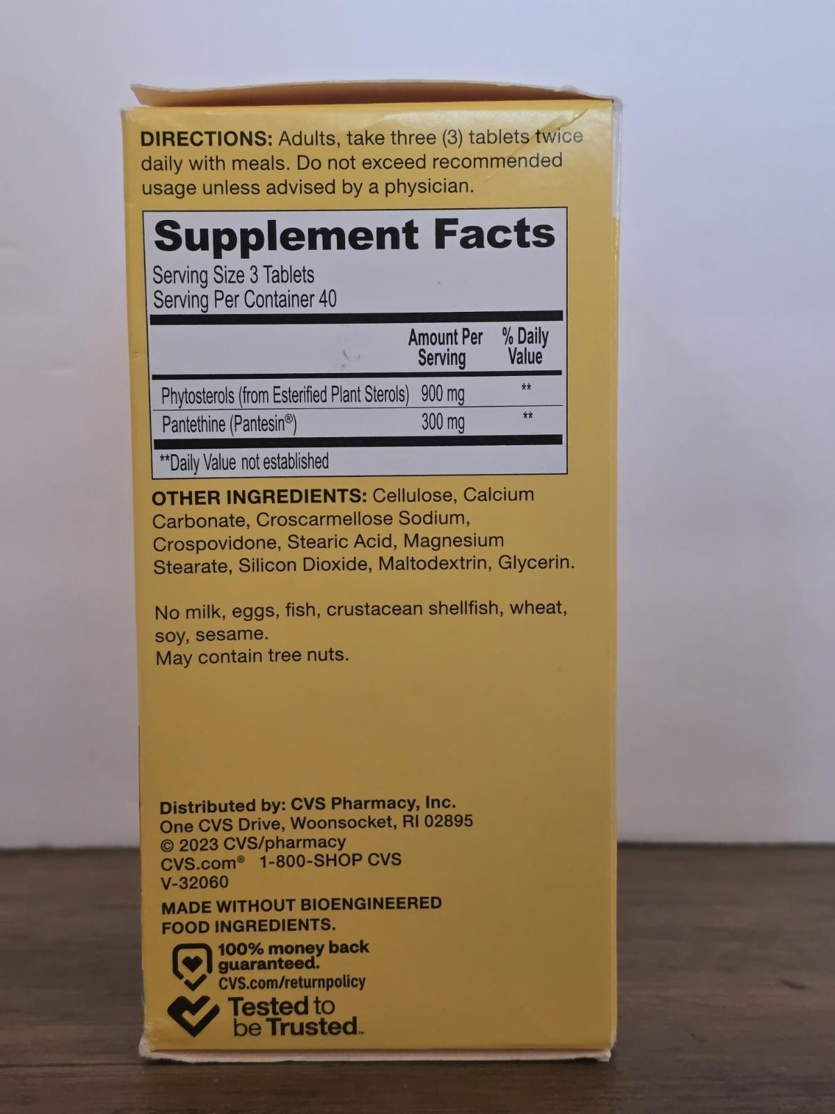 CVS Health Cholesterol Support 900mg, 120 Tabs 05/2026