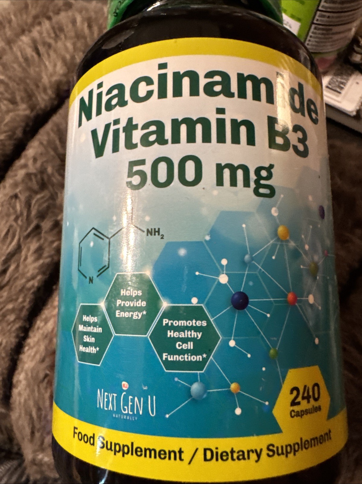 NEXT GEN U – Niacinamide (Vitamin B3) 500mg, 240 Capsules – Flush, Gluten Free