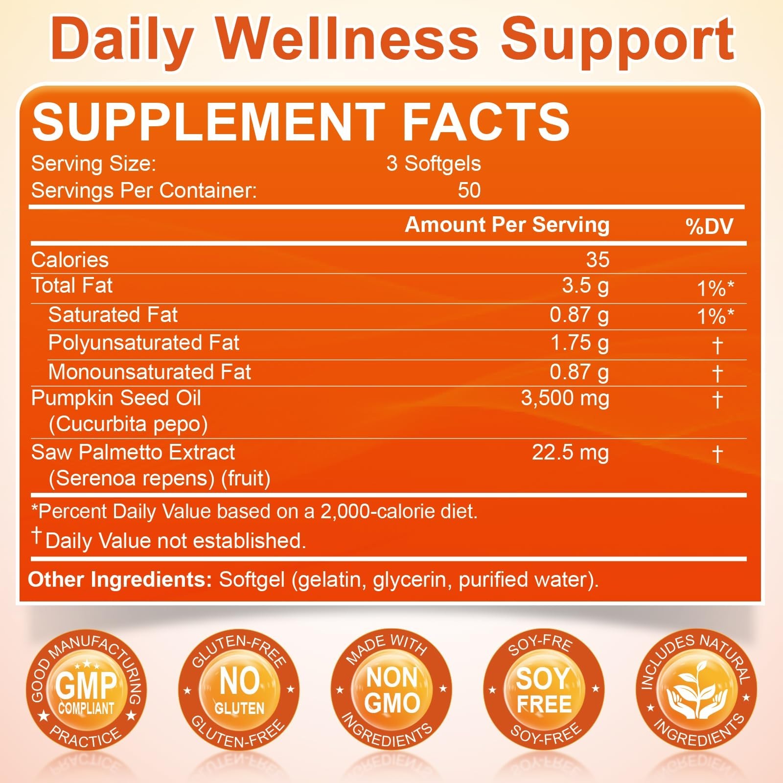Max Strength Pumpkin Seed Oil & Saw Palmetto 3500mg, 150 Softgels, Cold-Pressed,