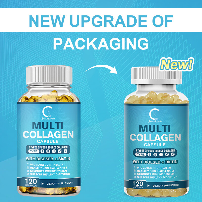 60/120Pcs Multi Collagen Peptides-Type I,II,III,V,X Anti-Aging Collagen Pills