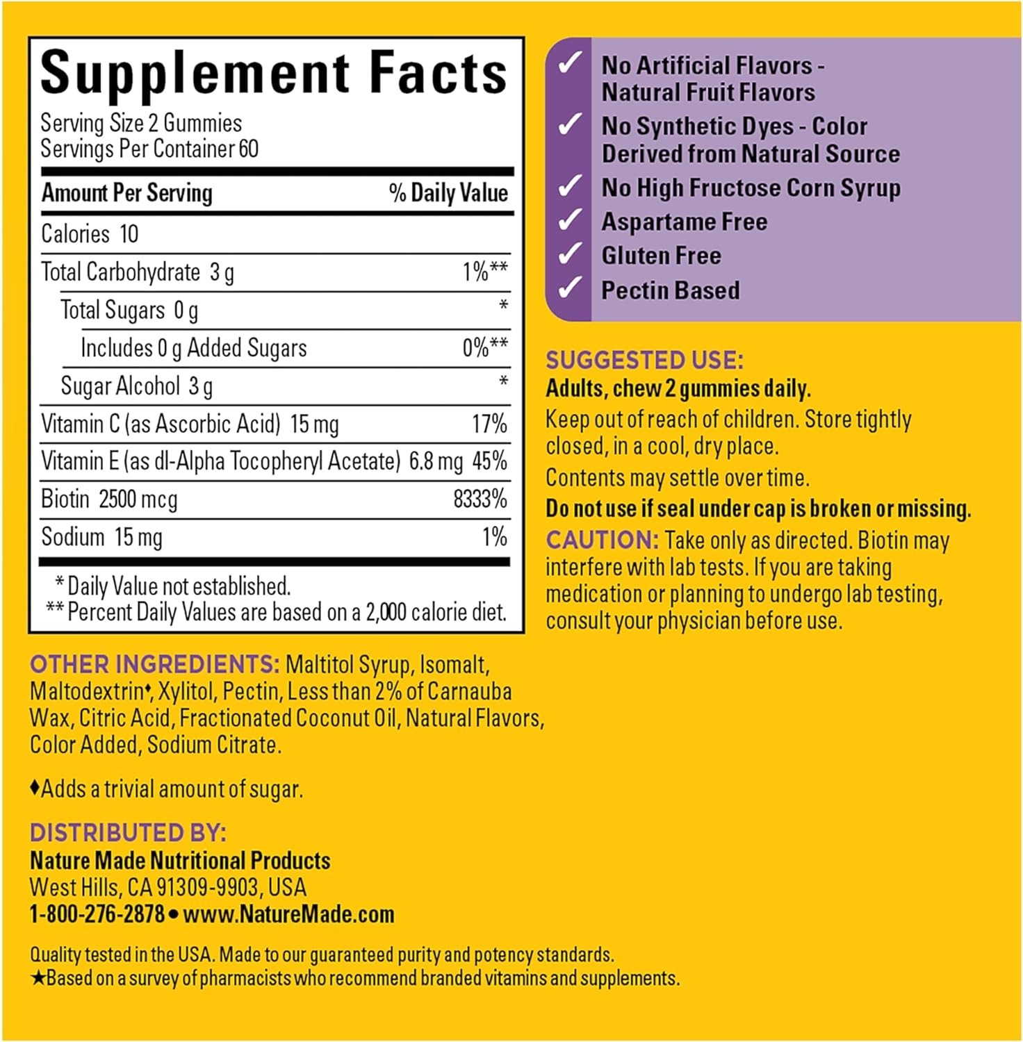 Delicious Strawberry Biotin Gummies – 2500 mcg for Hair, Skin & Nails, 120 Count