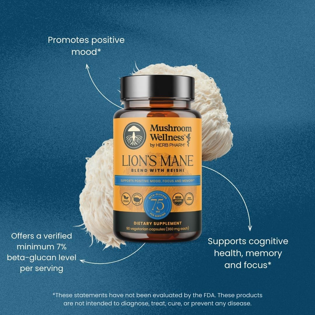 Organic Lion’s Mane & Reishi Capsules – 90 Capsules for Mental Clarity