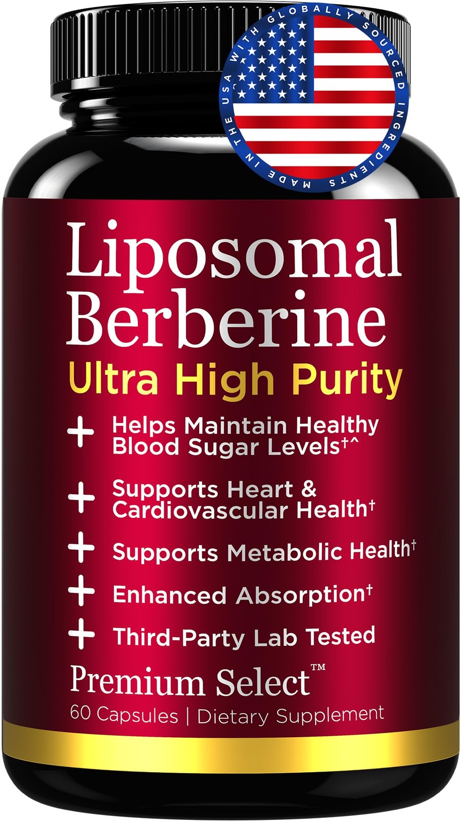 Premium Select Nutrition Liposomal Berberine HCL 60 Count (Pack of 1)