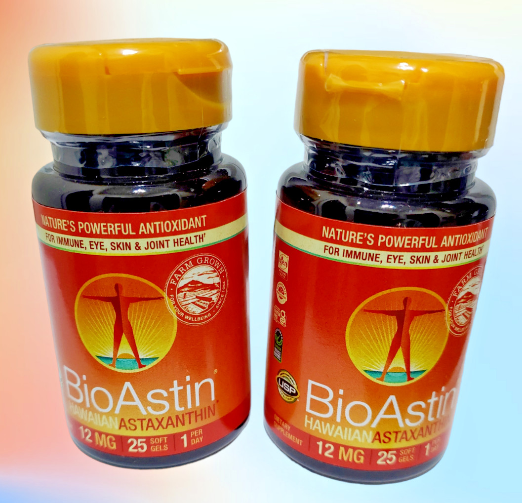 2 PACK, (25 +25 Softgels ) 12mg, Nutrex BioAstin, 50 gels Total EXP. 01/2027