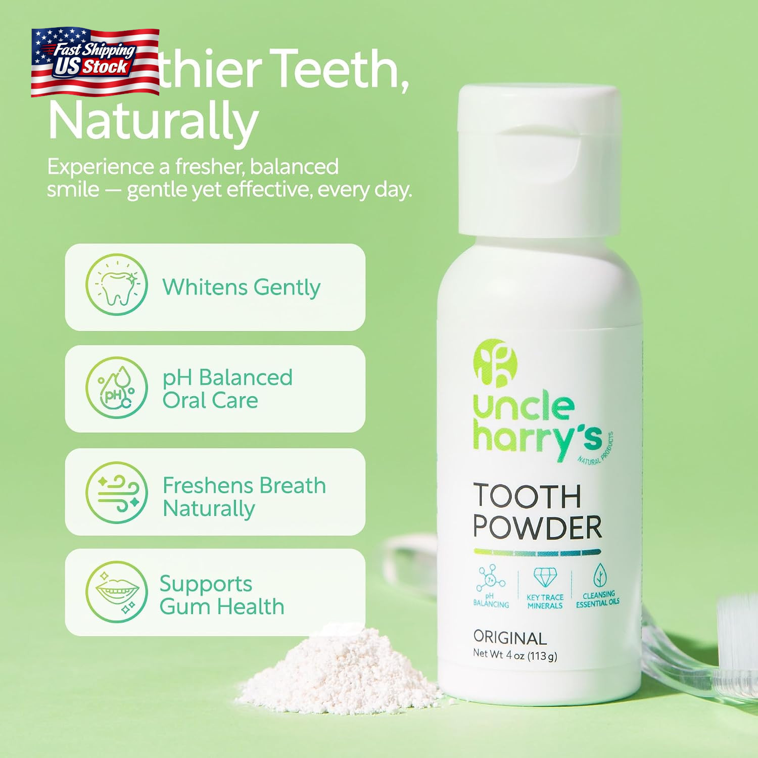 Uncle Harry’S Remineralizing Tooth Powder | All Natural Enamel Support & Whiteni