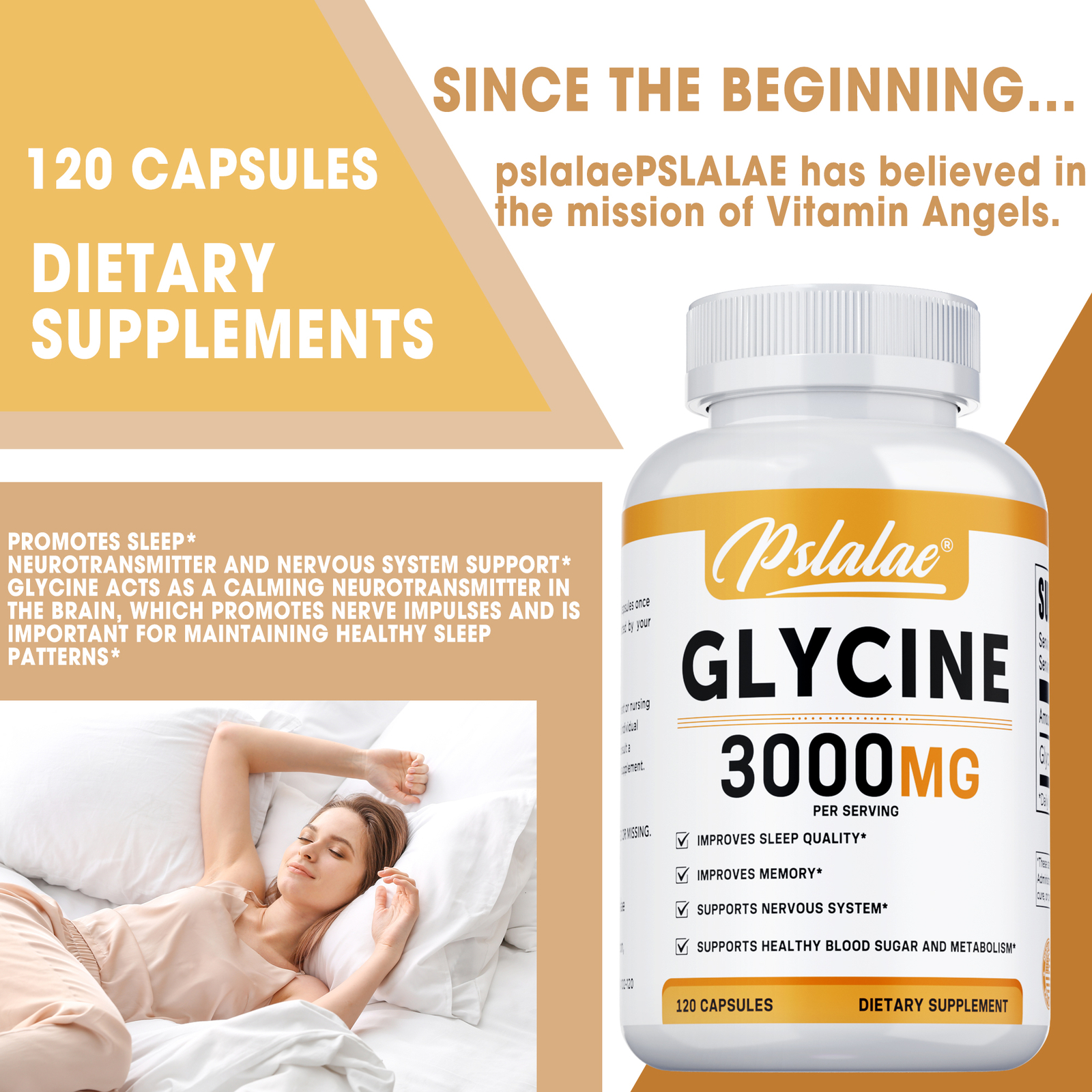 Glycine 3000mg – Sleep,Muscle Support Stress & Anxiety Relief, High Strength