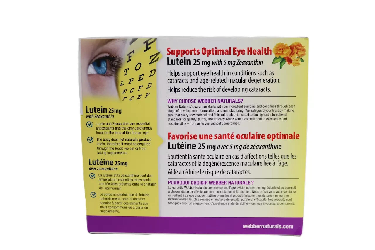Webber Naturals Lutein 25 mg with Zeaxanthin 5 mg, Pack of 2 (2 x175 Capsules）