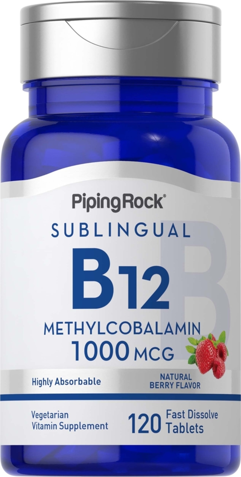 Vitamin B12 Sublingual | 1000 mcg | 120 Tablets | Non-GMO | by Piping Rock
