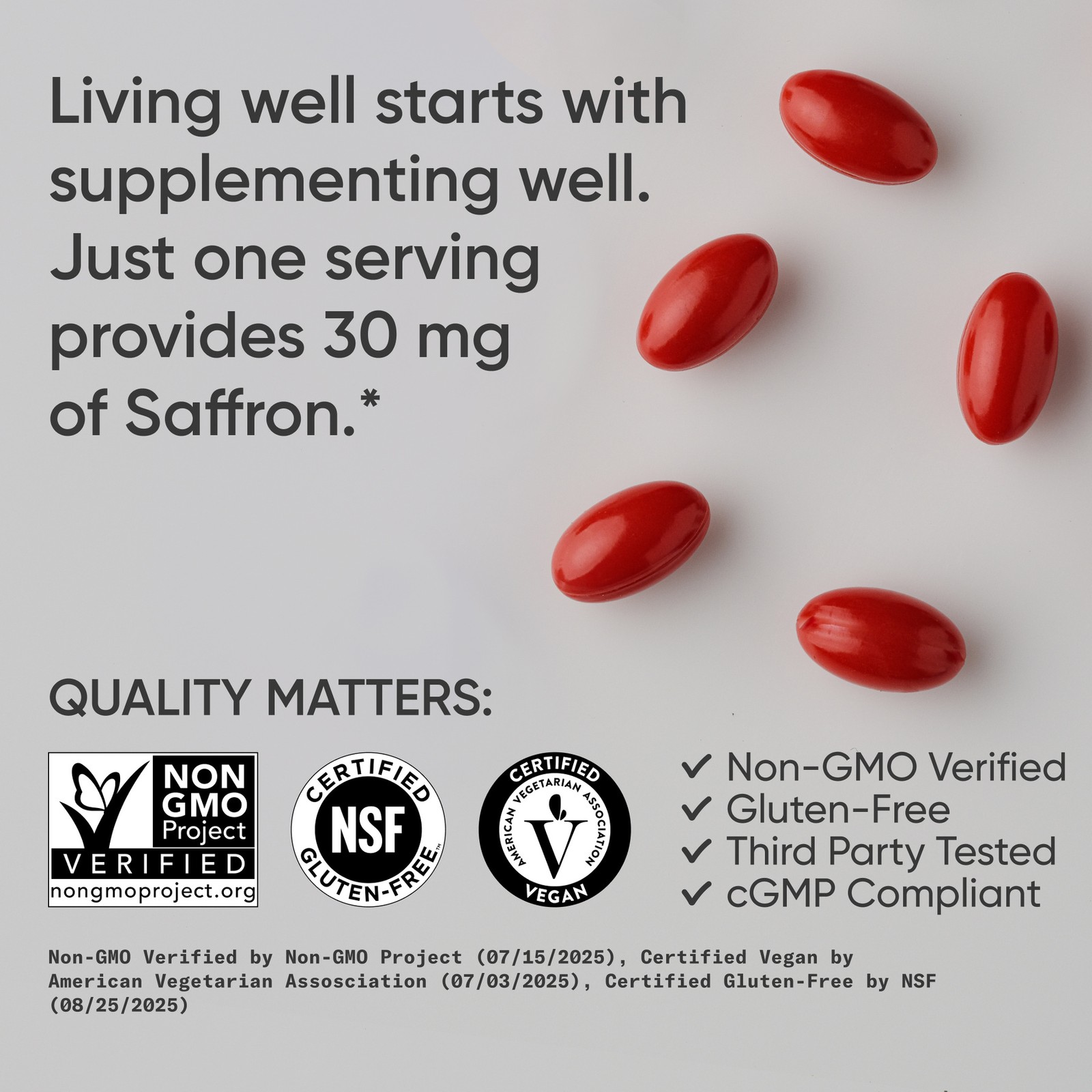 Pure Saffron Extract Supplement 30 mg – Mood & Stress Support 60 Veggie Softgels
