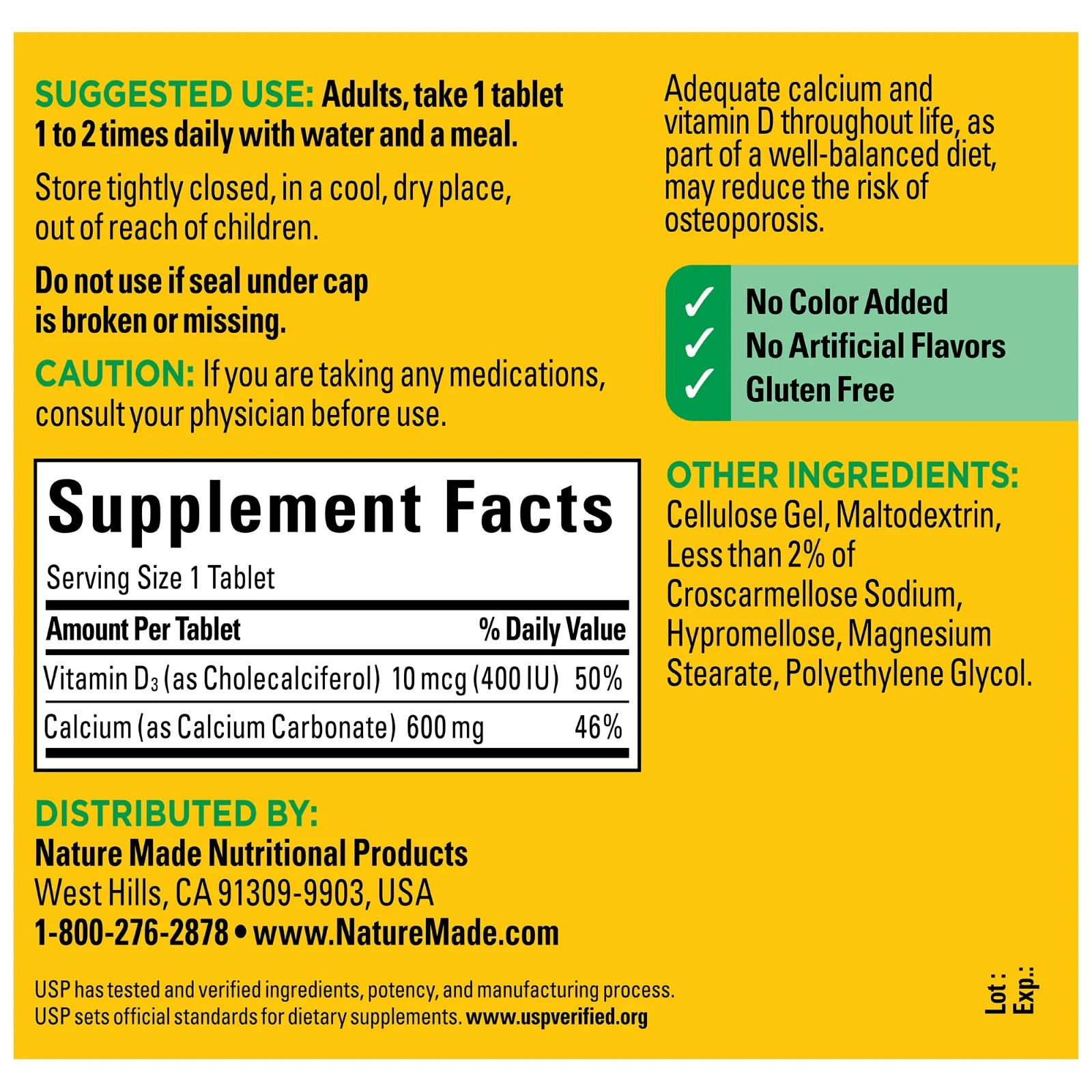 Nature Made Calcium 600 mg with Vitamin D3, Dietary Supplement for Bone…