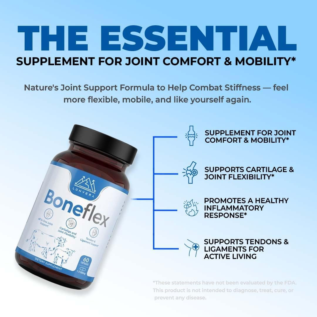 Boneflex Glucosamine Chondroitin MSM Turmeric Joint Support Supplement with Gras