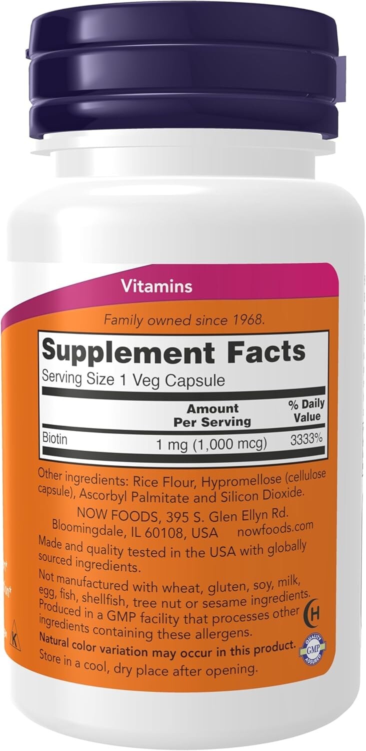 NOW FOODS (4 PACKS) Biotin 1000 mcg 100 Veg Capsules