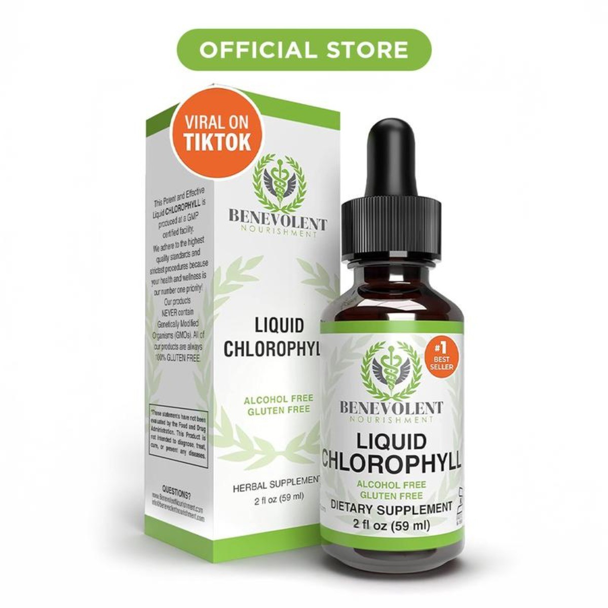 Liquid Chlorophyll Drops – Natural Detox Deodorant Gut & Liver Supplement Health