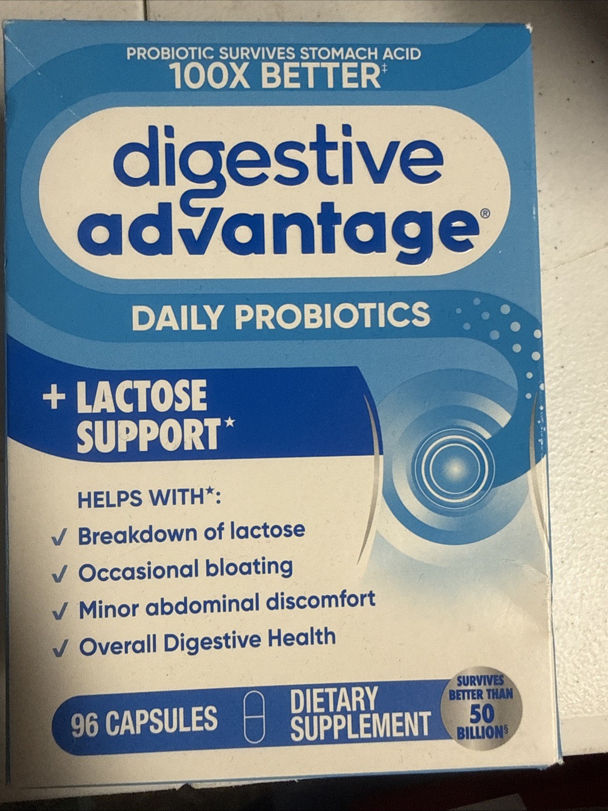 Digestive Advantage Daily Probiotics Lactose Support 96 Count Probiotic Pills