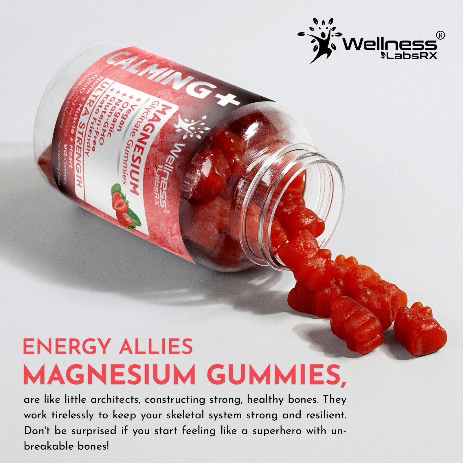 Magnesium Glycinate Gummies 1000mg, Heart Calm Chews, 90 Count (Pack of 1)