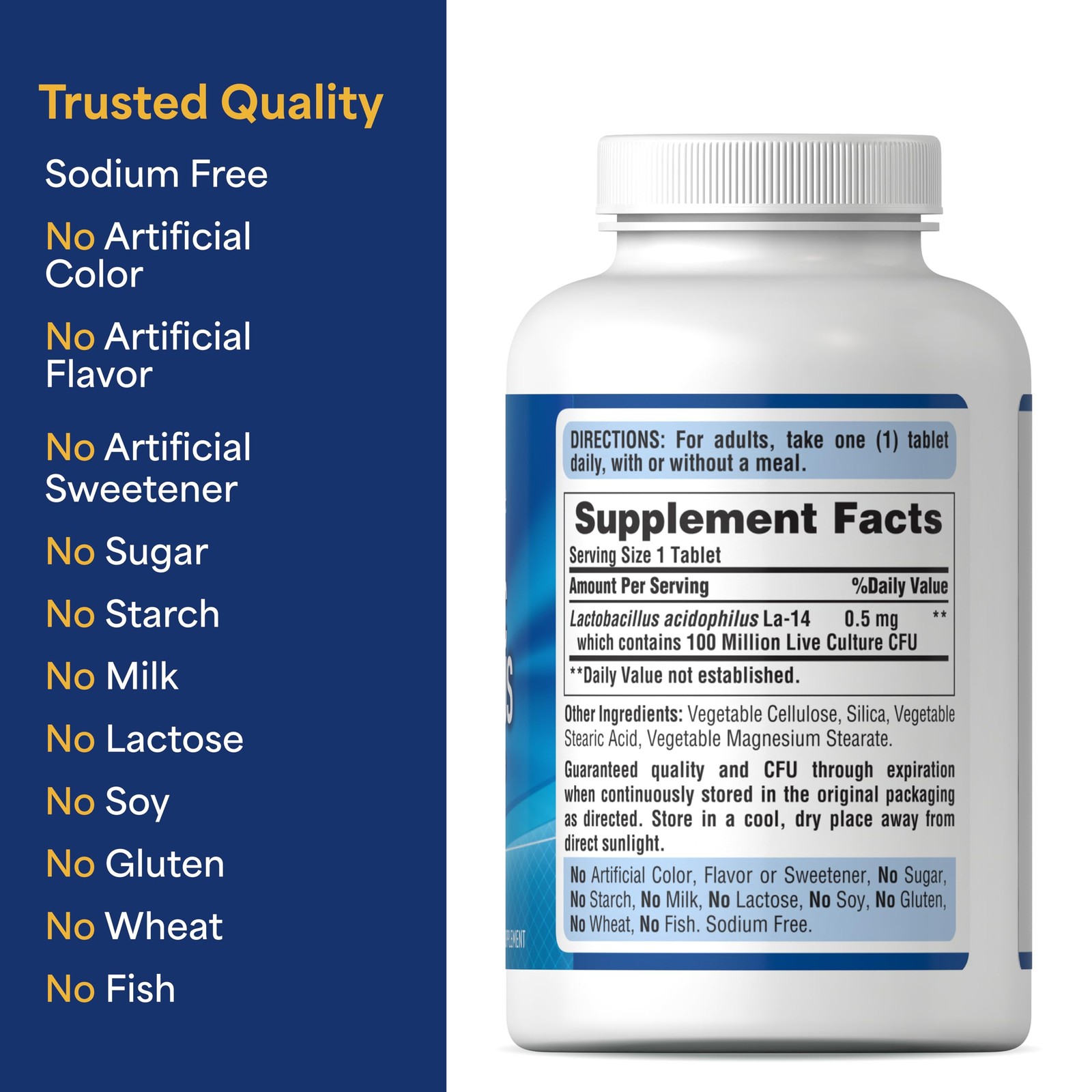 Puritan’s Pride Daily Probiotic Acidophilus, 100 250 Count (Pack of 1)