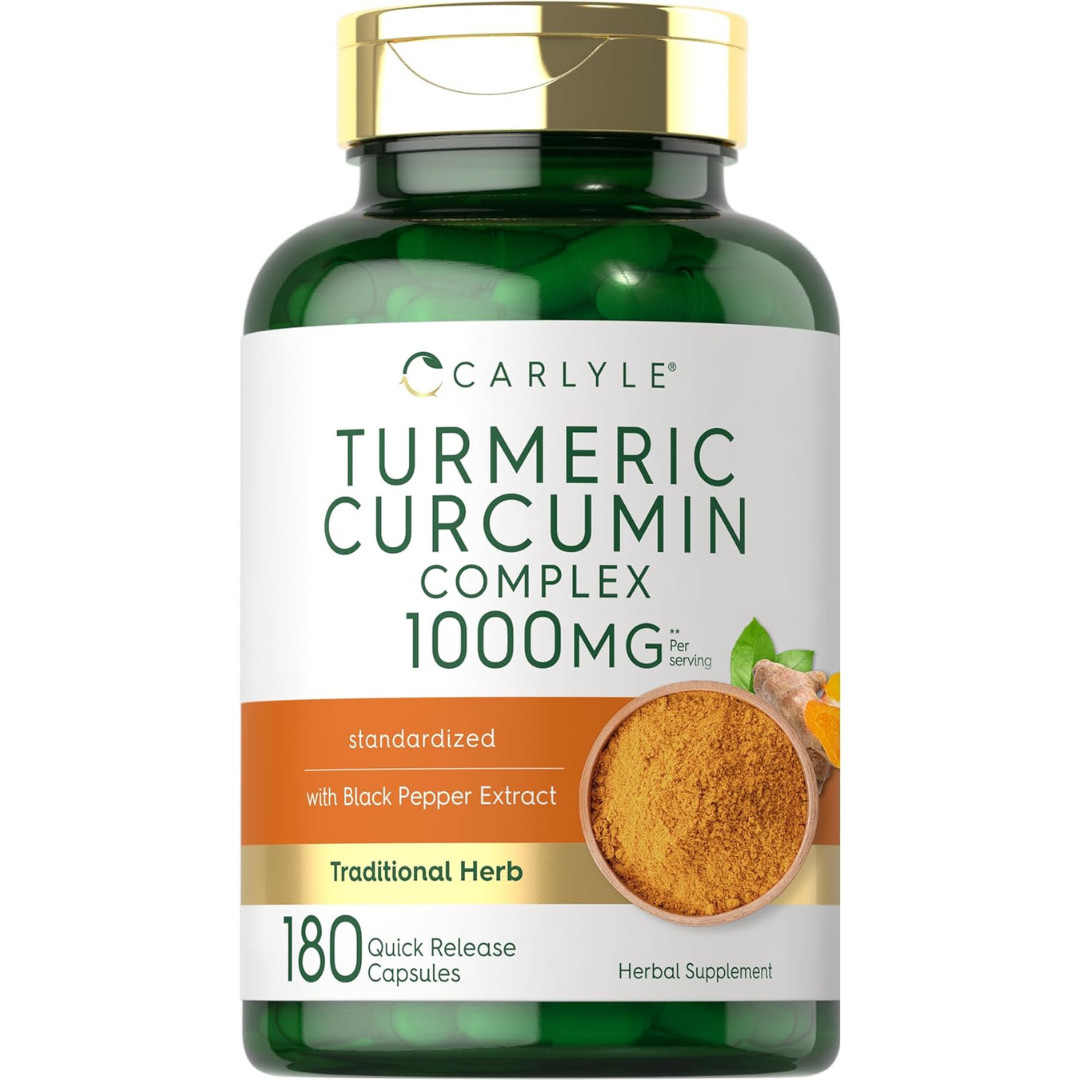 Turmeric Curcumin with Black Pepper 1000mg | 180 Capsules | Free & Fast Delivery