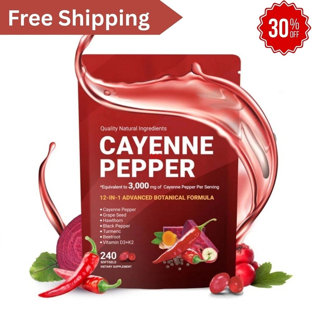 Softgels Cayenne Supplement Supports Leg Vein, 240 Softge /1 Bag Pepper USA