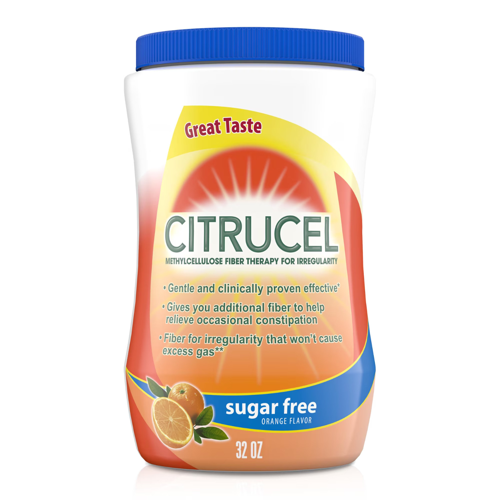 Citrucel Sugar Free Fiber Powder Occasional Constipation Relief Orange 32 Ounces