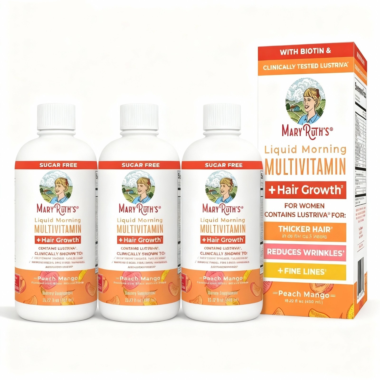 Mary Ruth’s Liquid Morning Multivitamin 15.22oz Scalp Growth Peach Mango