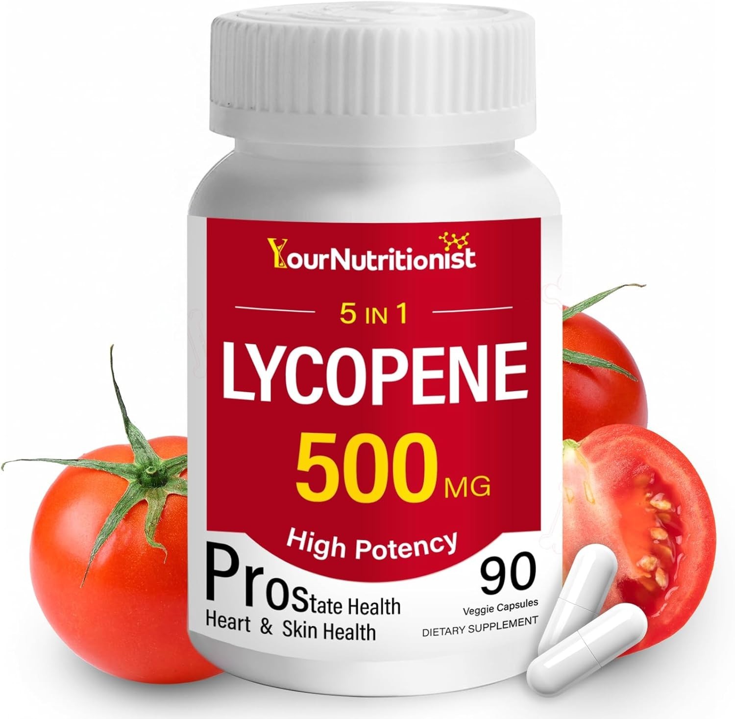 500MG & Prostate Supplement for Men 5-in-1 | Supports Heart & Skin Health， with