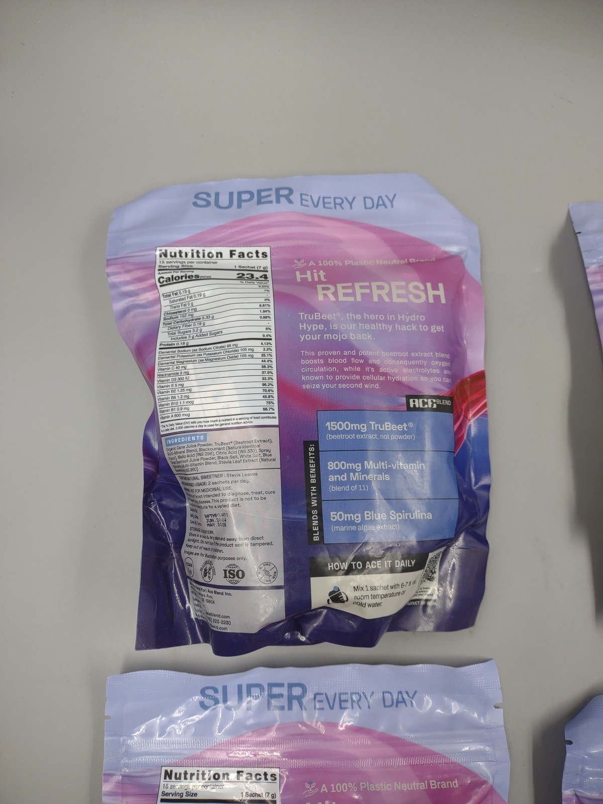 Lot Of 4 TruBeet Hydro Hype Sachets ~ 15 Per Bag ~ Expire 05/26