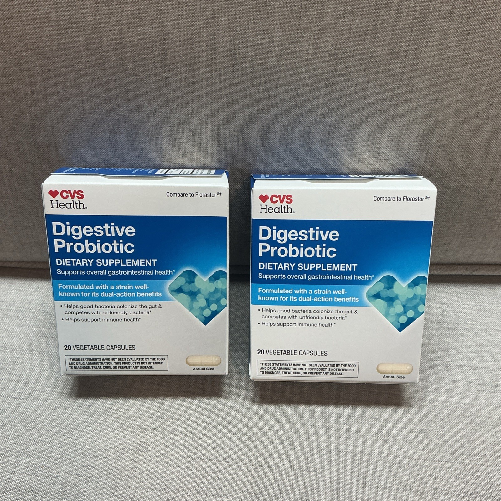 2X Cvs Digestive Probiotic 20 Vegetarian Capsules Each Exp 05/2027