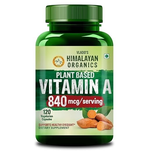 Himalayan Organics Plant-Based Vitamin A 840Mg Supplement | 120 Veg Capsule