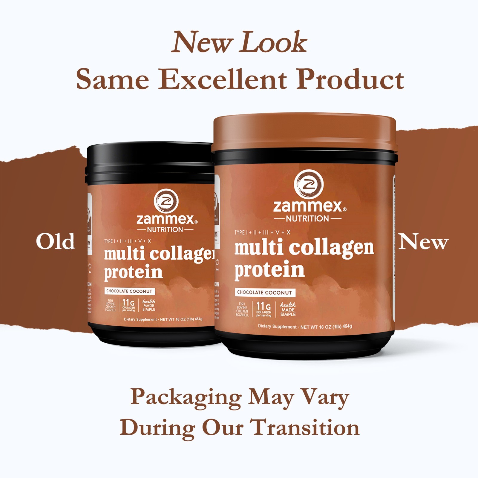Chocolate Multi Collagen Protein Powder16oz Hydrolyzed PeptidesType I,II,III,V,X